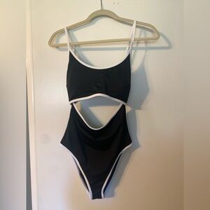 Black and White Cutout Swimsuit